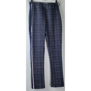 Lea & Viola Navy Blue Plaid Tapered Skinny Stripe Pants Size S
